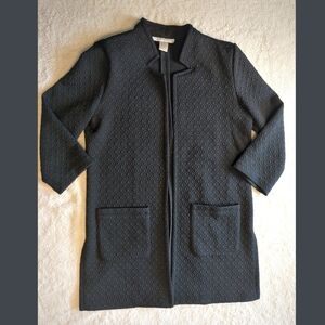 Carole Wren black open front quilted blazer size M ¾ sleeves.